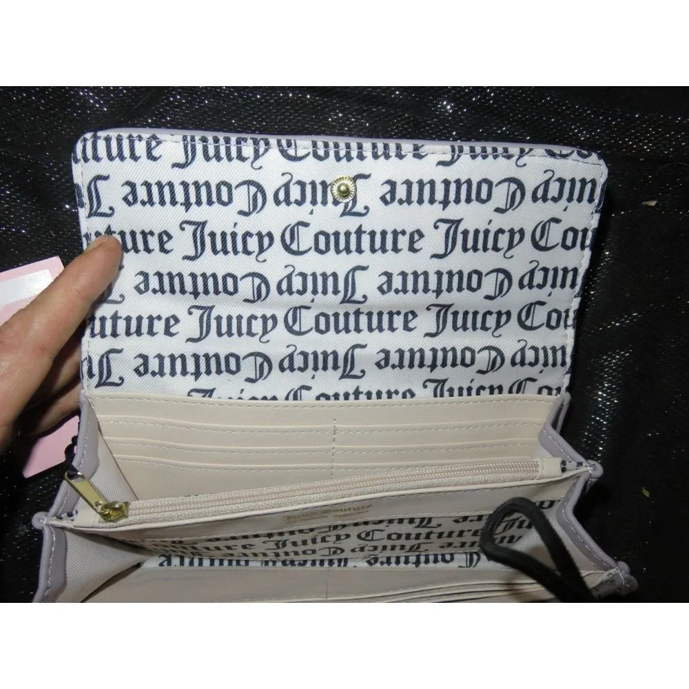 Juicy Couture Quilted Gull Grey Flap Continental Long Wallet Clutch